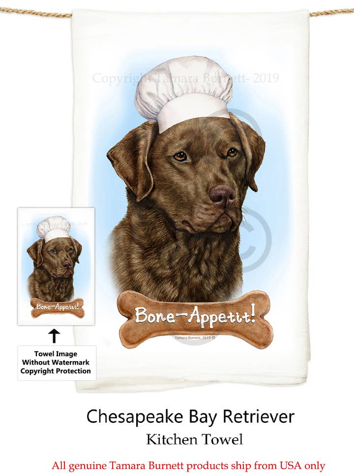 Chesapeake Bay Retriever BrownWhite Flour Sack Kitchen Towel for wholesale by Pet Gifts USA, LLC