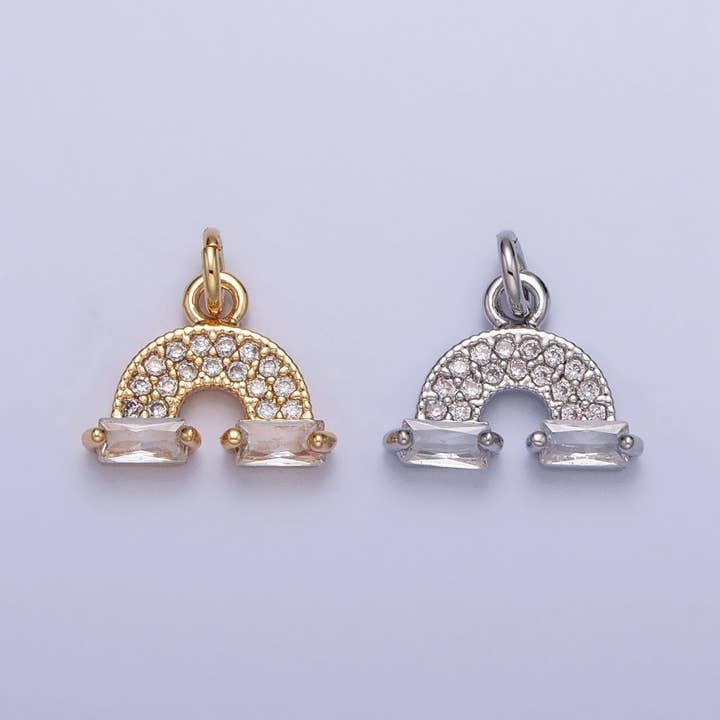 Aim Eternal - Wholesale Individual Charm/Pendant - Mini Gold Rainbow Charm Silver Cloud Rainbow Micro Pave Cz Stone Pendant AC723 AC7244