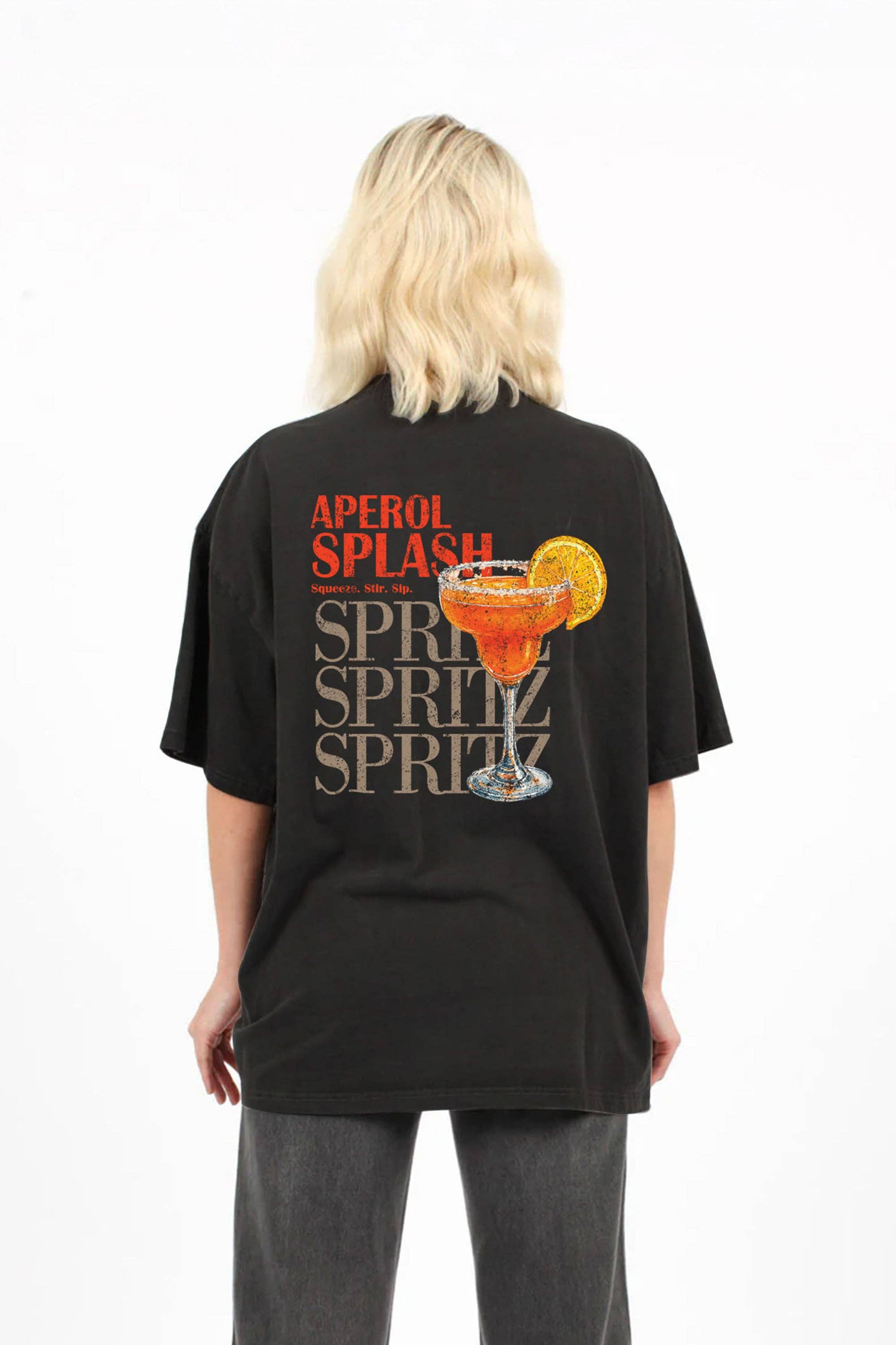 Women150GSM Oversized Washed T-Shirts in Aperol Splash Print for wholesale on Faire0