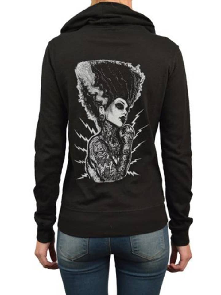 Demon Love - Letvægts hættetrøje med lynlås til kvinder for engroshandel hos Black Market Art