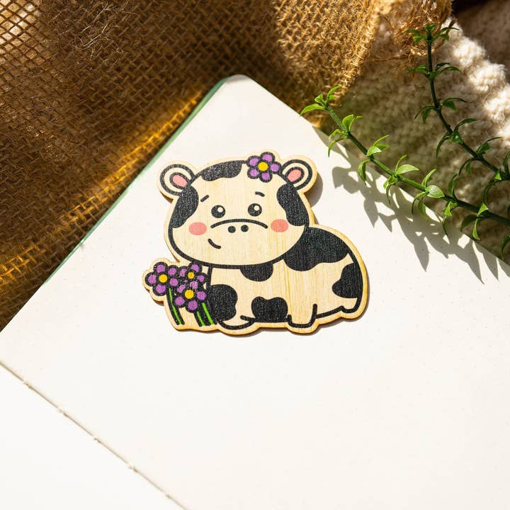 Cow & Flowers Bamboo Sticker for wholesale by Belugabee