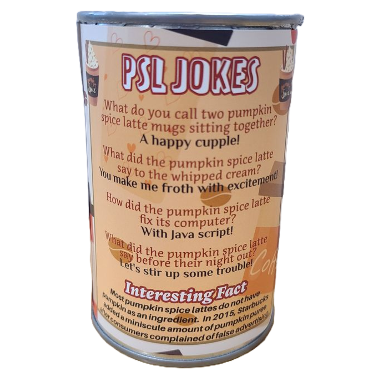 Canned Gifts – wholesale Skämtpresent/liten present – Pumpkin Spice Latte gosedjur på burk - kaffe som present1