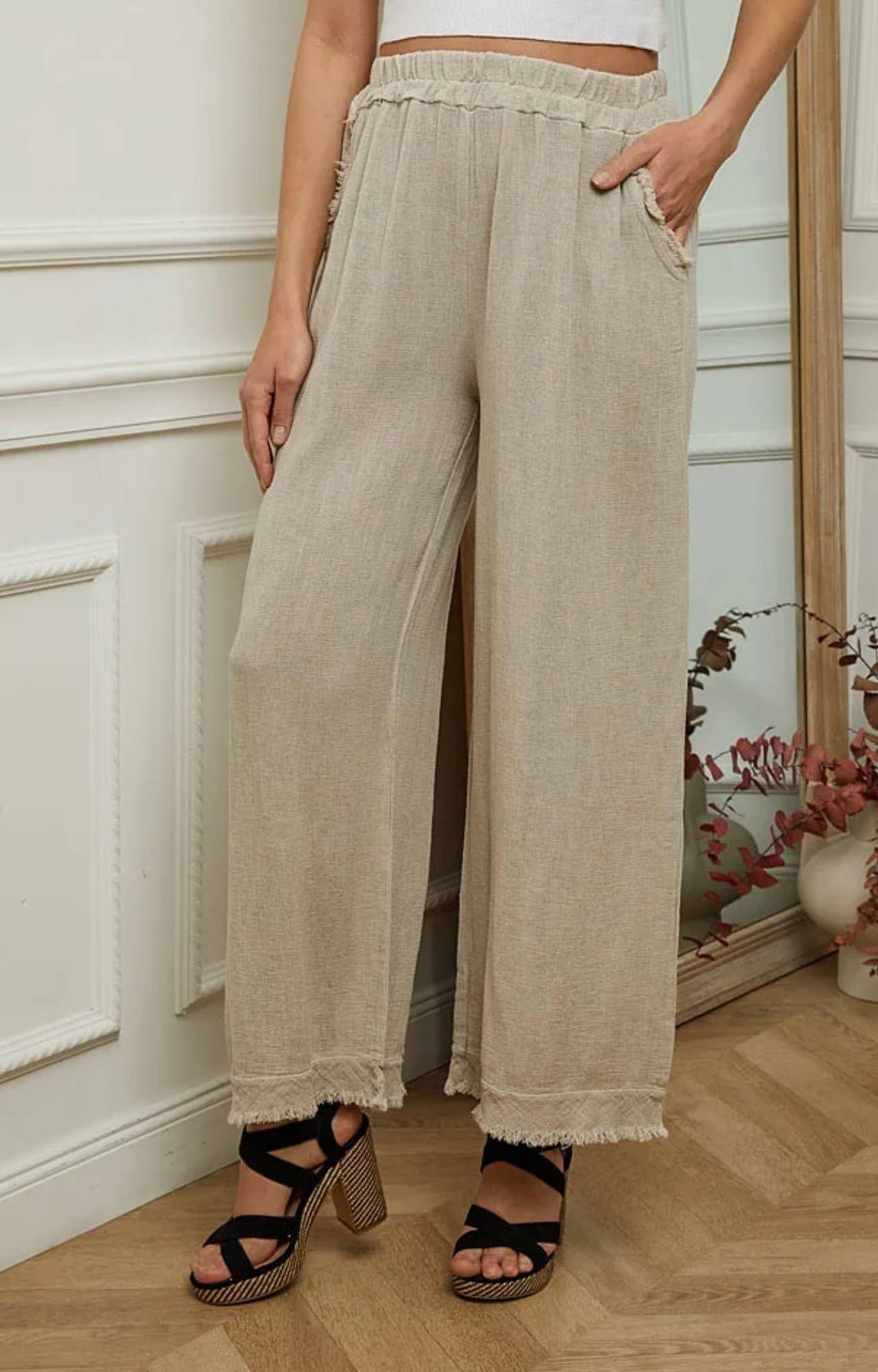 LÉA & LUC – Calças - Mulher por atacado – Calças em 50% Linho 50% Algodão REF. 93393