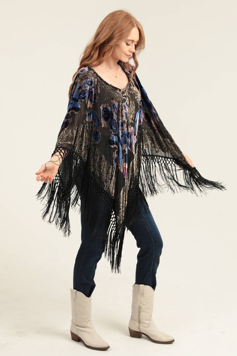 Nostalgia – wholesale Poncho - Dam – N2EE7-ASIS BURNOUT VELVET FRANSKANT PONCHO KIMONO2