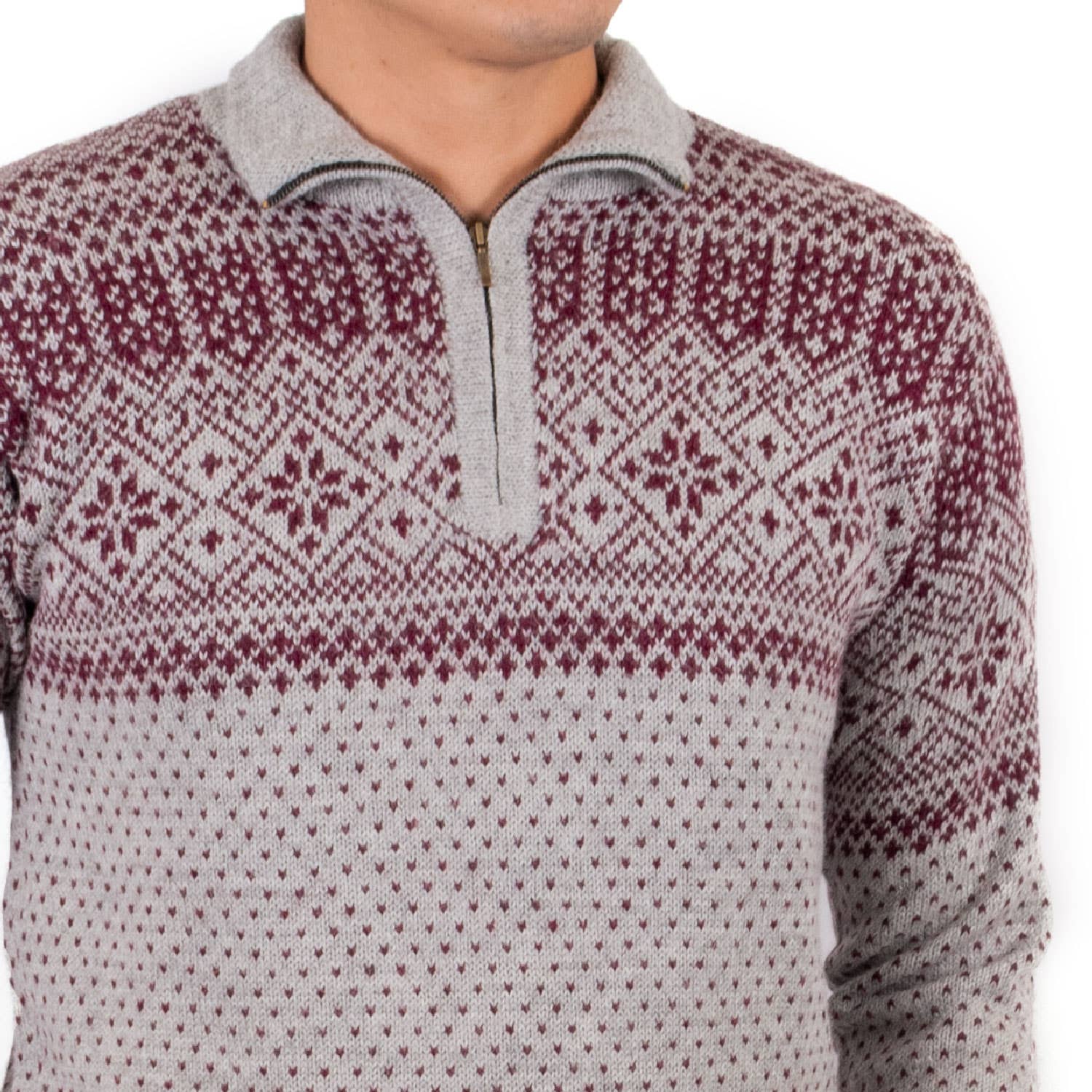 L.A.M Bolivia - Wholesale Gebreide trui - Heren - 100% Alpaca trui La Paz met halve rits en opstaande kraag13