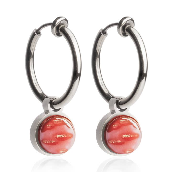 Clipes de ouvido Mix & Match com pendente • prata/vermelho cereja • 18mm por atacado de ALEXASCHA