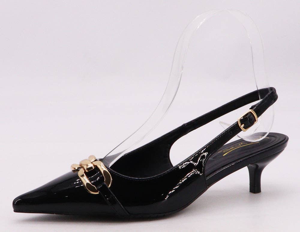 Mars Sky Shoes Wholesale - Wholesale Low Heels - Women's - Anne Michelle STILE-11 Women Kitting Heel Metal Decoration Slingback Pumps-12 Pairs Pack-20.05/Pair0