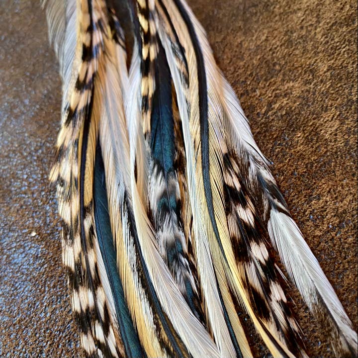 ASTALI – Engroshandel Tassel-øreringe – Lange Fjer & Kegle Øreringe - Gylden Sort, Hvid & Grizzly3