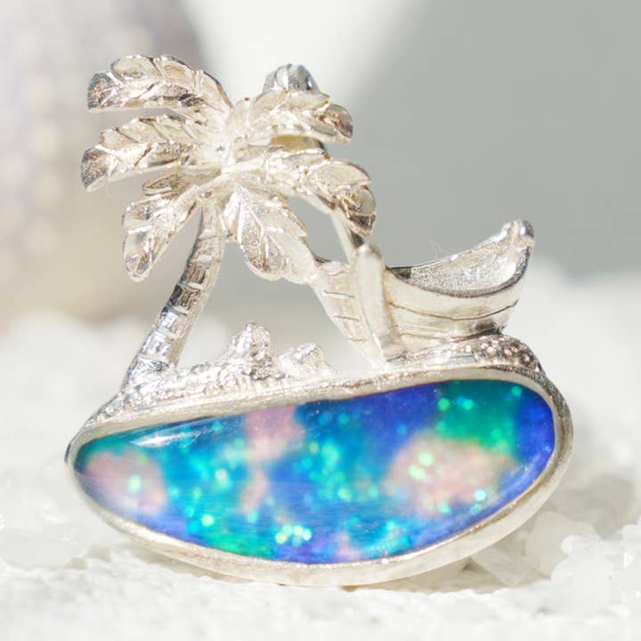 Ciondolo Spilla Tropical Palm Beach | Gioielli in Argento 925 Smaltato | Regalo Estivo per Lei per la vendita all'ingrosso da parte di idjewelry