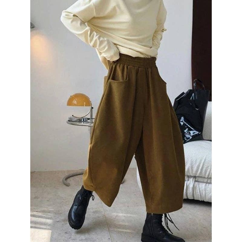 Sheer Trend - Wholesale Pants - Women's - Harem Pants Wide Leg Elasticity Solid Color Split-Joint Pants Trousers3