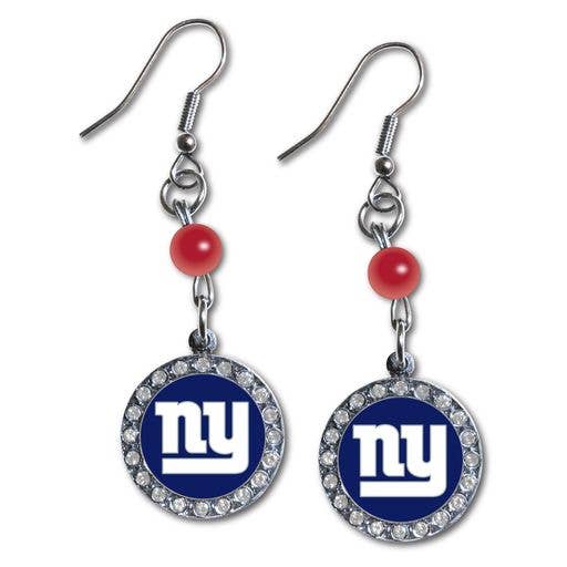 NFL New York Giants Rhinestone Dangle Earrings for wholesale by Mojo Licensing