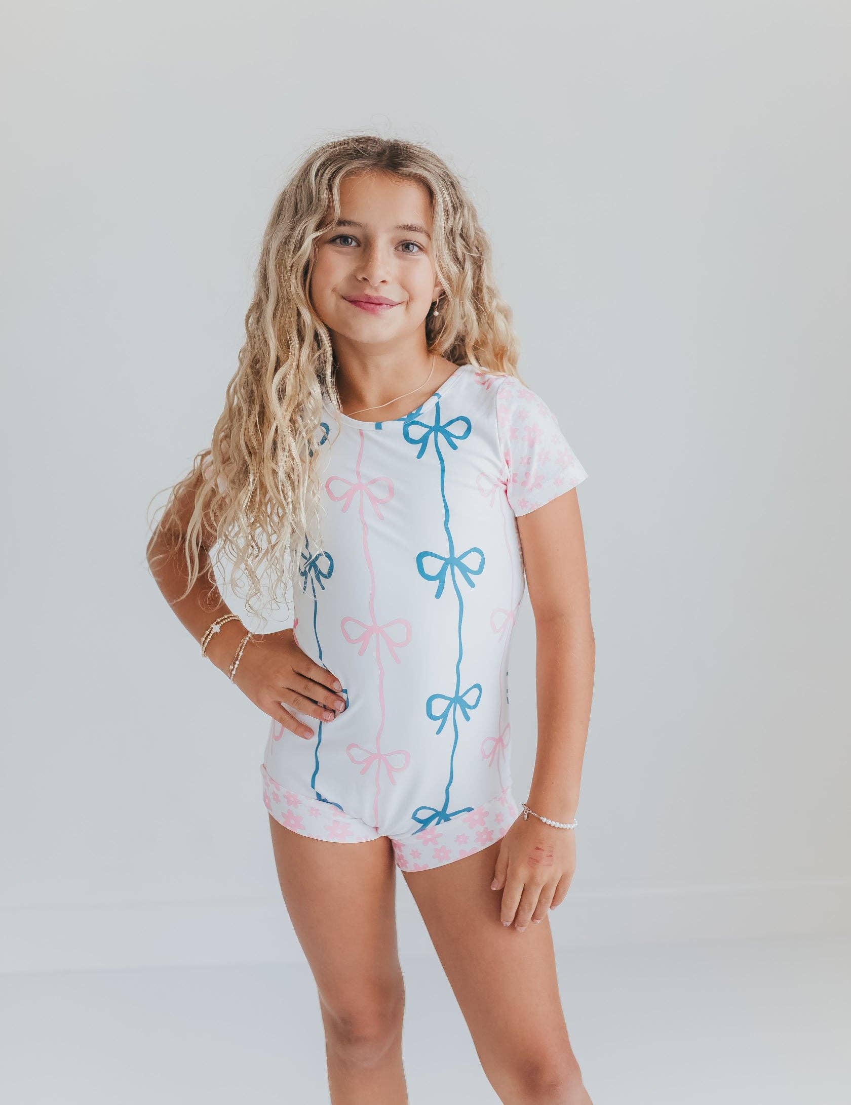 Oopsie Daisy - Wholesale Leotard - Kids - Kids Pink & Blue Bow Shortie Ballet Dance Gymnastics Leotard5