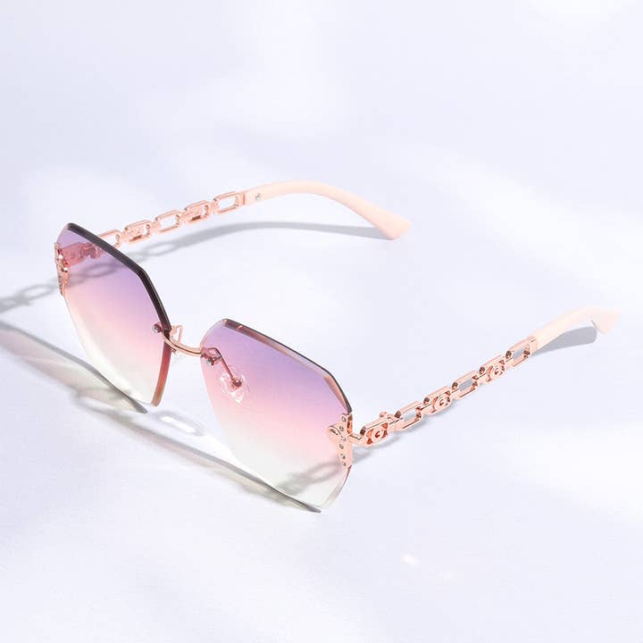 ASSORTED COLOR Hexagon Lenses Linked Design Legs Sunglasses for wholesale on Faire6