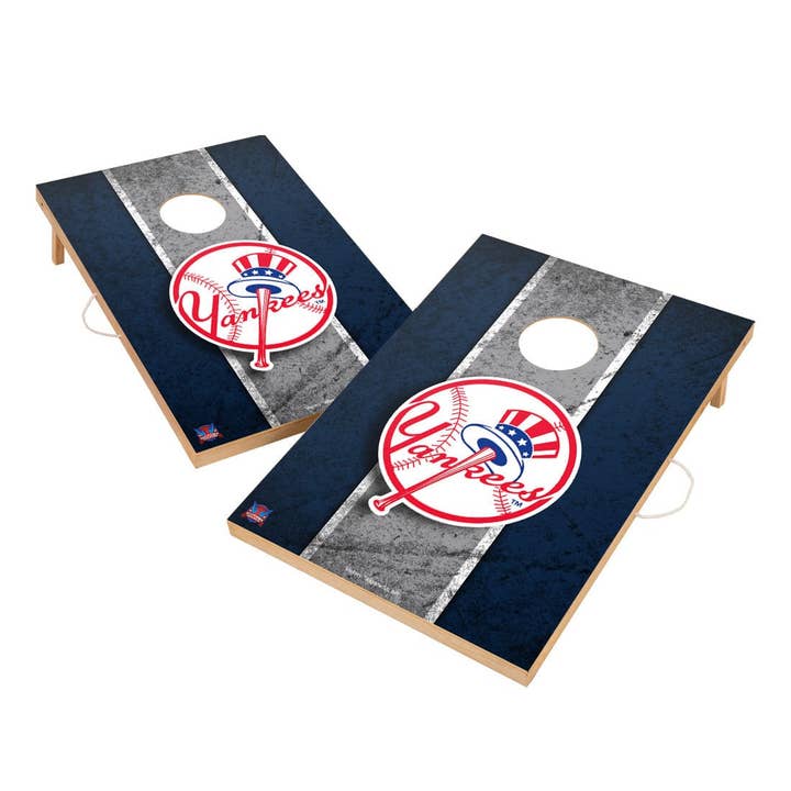 Vintage New York Yankees Solid Wood 2x4 Cornhole Set for wholesale by Skip's Garage