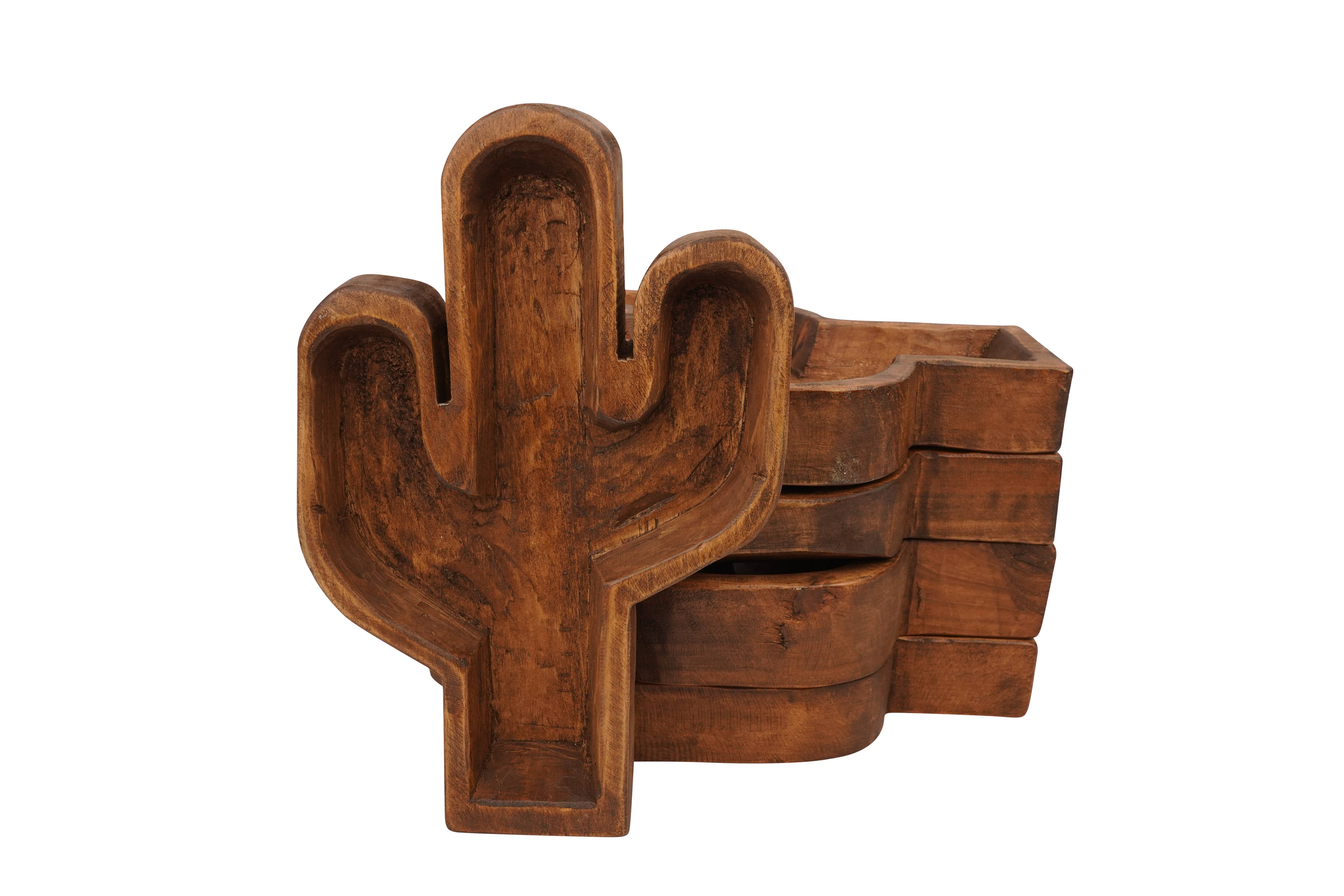 My Amigos Imports - Wholesale Candle Holder - Cactus Bowl-10 x 14 inch-Carved-Candle Ready-4 Color Choices0