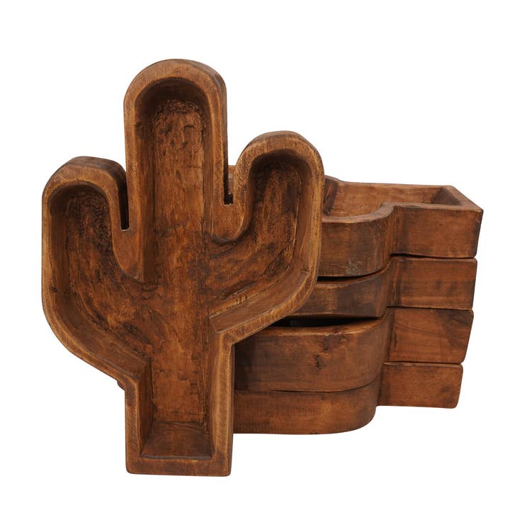 My Amigos Imports - Wholesale Candle Holder - Cactus Bowl-10 x 14 inch-Carved-Candle Ready-4 Color Choices