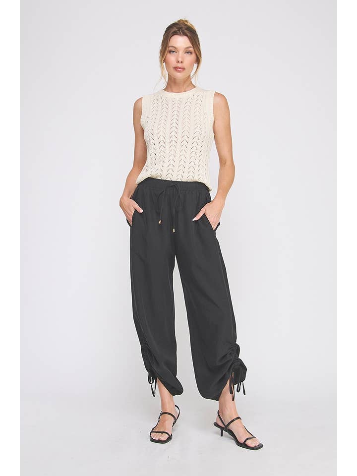 Allie Rose - Wholesale Pants - Women's - Drapey twill, adjustable scrunch jogger3