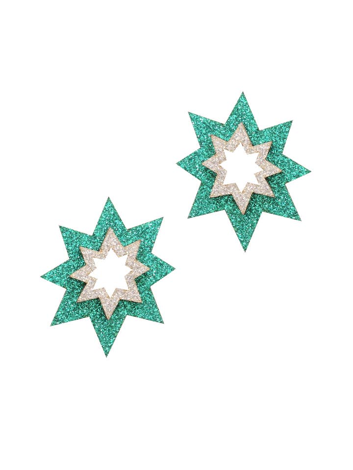 Clous d'oreilles Bang Bang Spark, taille moyenne, émeraude et argent pour la vente par Kam Creates