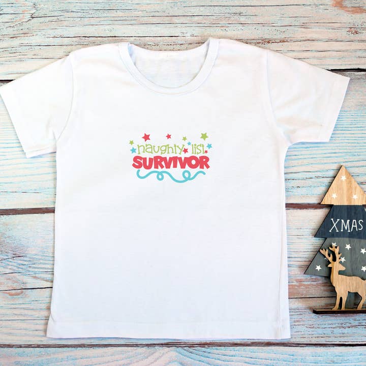 Naughty List Survivor Weihnachts-T-Shirt für Kinder, Größe XS-XL für den Großhandel von Shine Thrive Grow