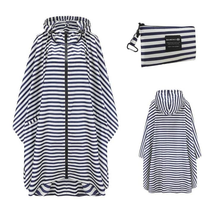 Bomence - Vendita all'ingrosso Poncho - Donna - Poncho antipioggia da donna per ciclismo e escursionismo blu bianco