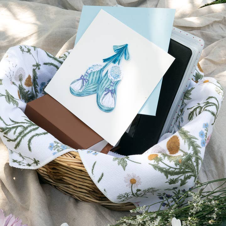 Quilling Card - Wholesale Baby Card - Knitted Blue Baby Booties1