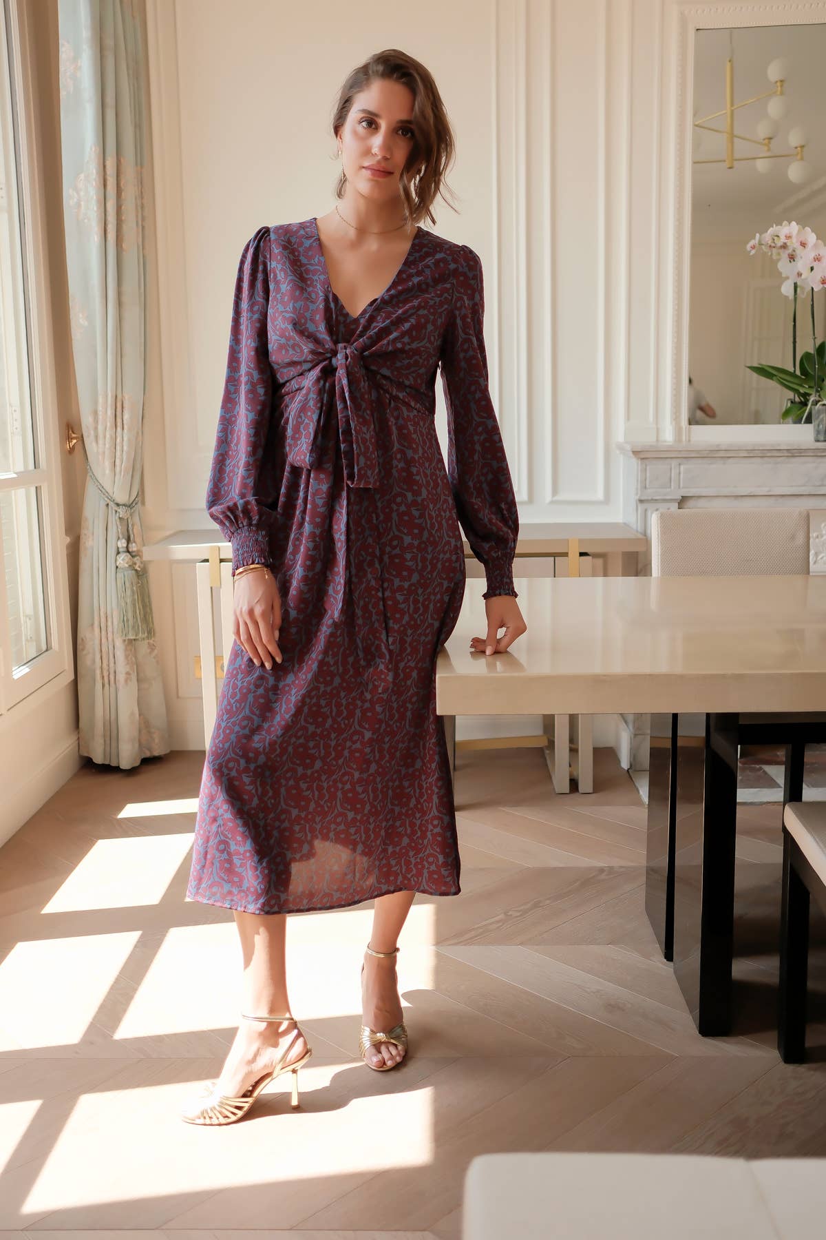 LOVIE & CO - Wholesale Dress - Women's - Floral long dress with bow at the back7