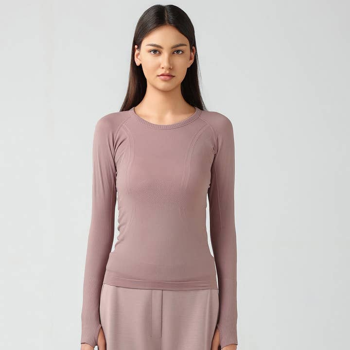 Sodalemon - Wholesale Athletic top – Women′s - Women Seamless Quickly Dry Long Sleeve Fitness Sport T-Shirt8