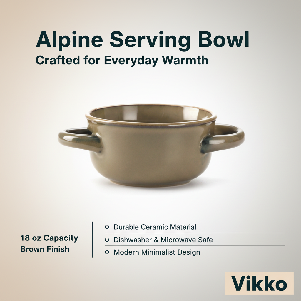 Kadra Kitchenware – Engroshandel Serveringsskål – Vikko - Alpine, Serveringsskål med Håndtag, Brun, 15 oz3