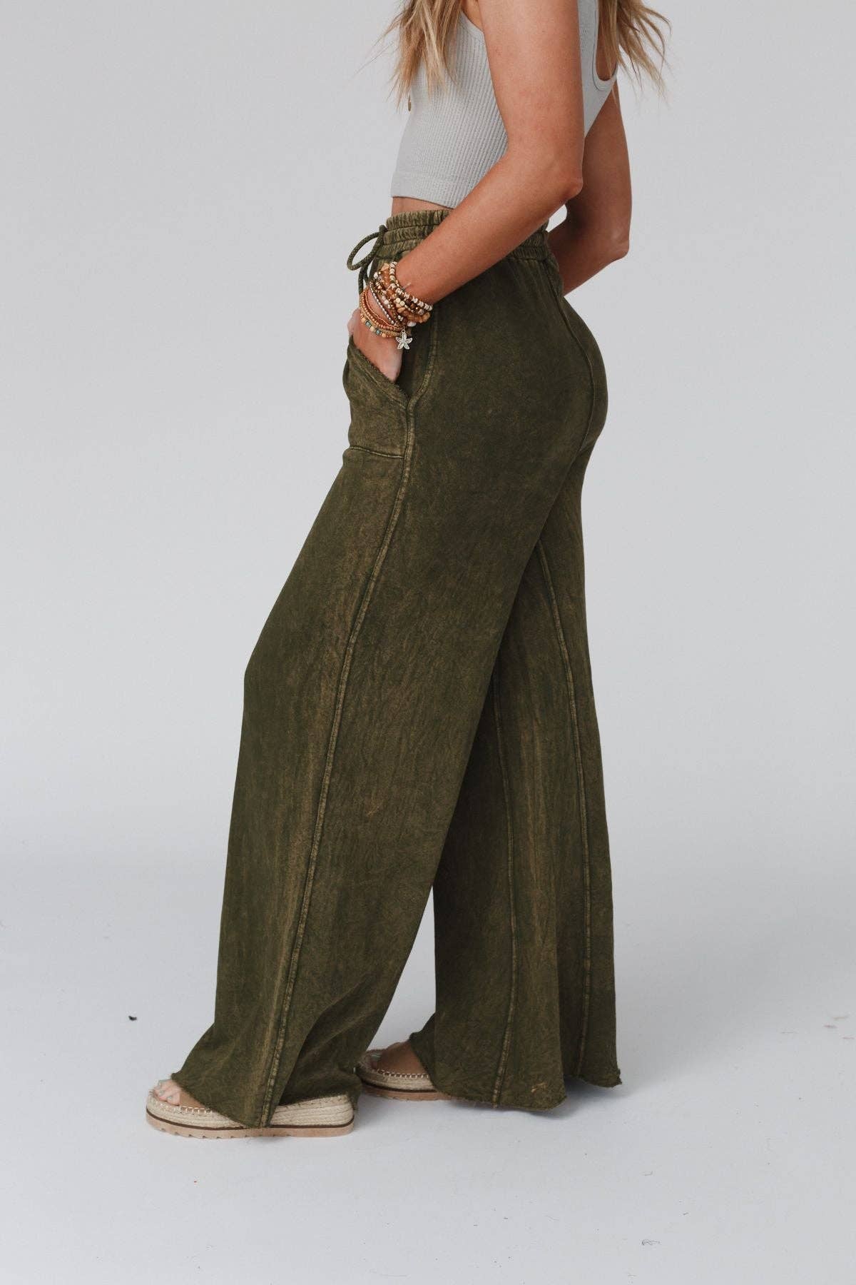 Three Bird Nest - Wholesale Pants - Women's - Relaxing Robin Wide Leg Pant - New Olive5