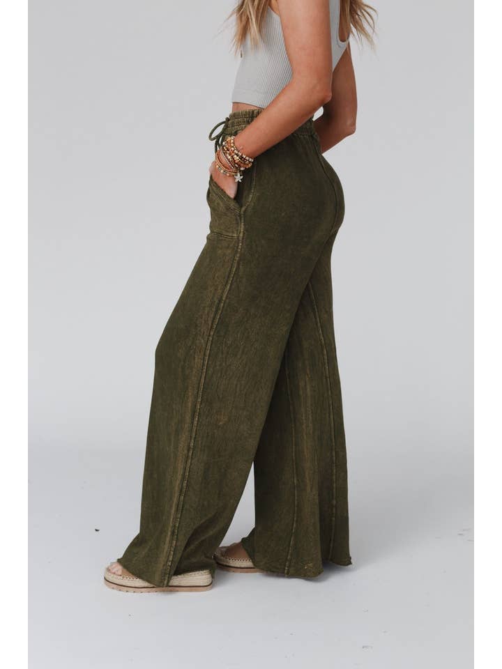 Three Bird Nest - Wholesale Pants - Women's - Relaxing Robin Wide Leg Pant - New Olive5