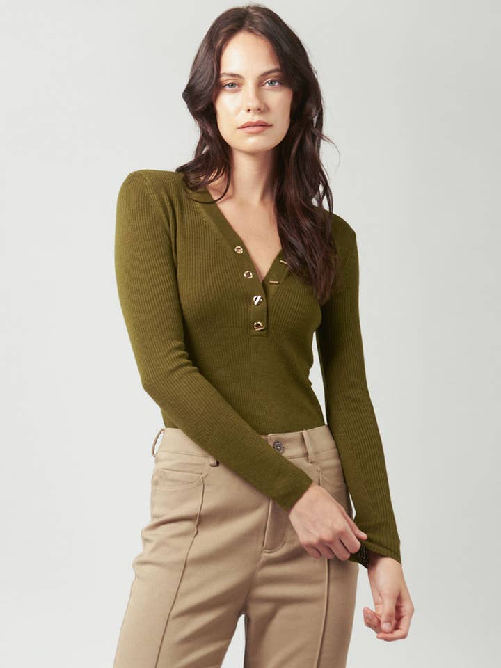 Lilith Strikket Top - Oliven for engroshandel hos lakeyo