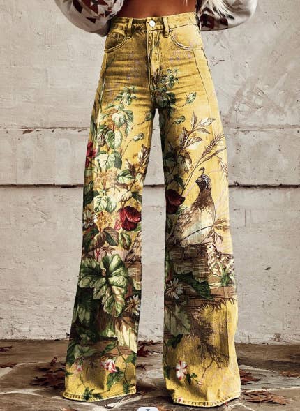 Tourtiwi - Wholesale Pants - Women's - Printed Women's Wide Leg Pants Flared Long Pants2