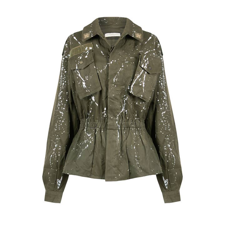 apiedinudinelparco - Wholesale Jacket - Women's - UPCYCLED MILITARY SHORT JACKET WITH SEQUIN PRINT 1