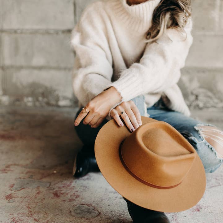 WEST VON - Wholesale Fedora - Women's - River | Teardrop Fedora Hat | Honey Ginger