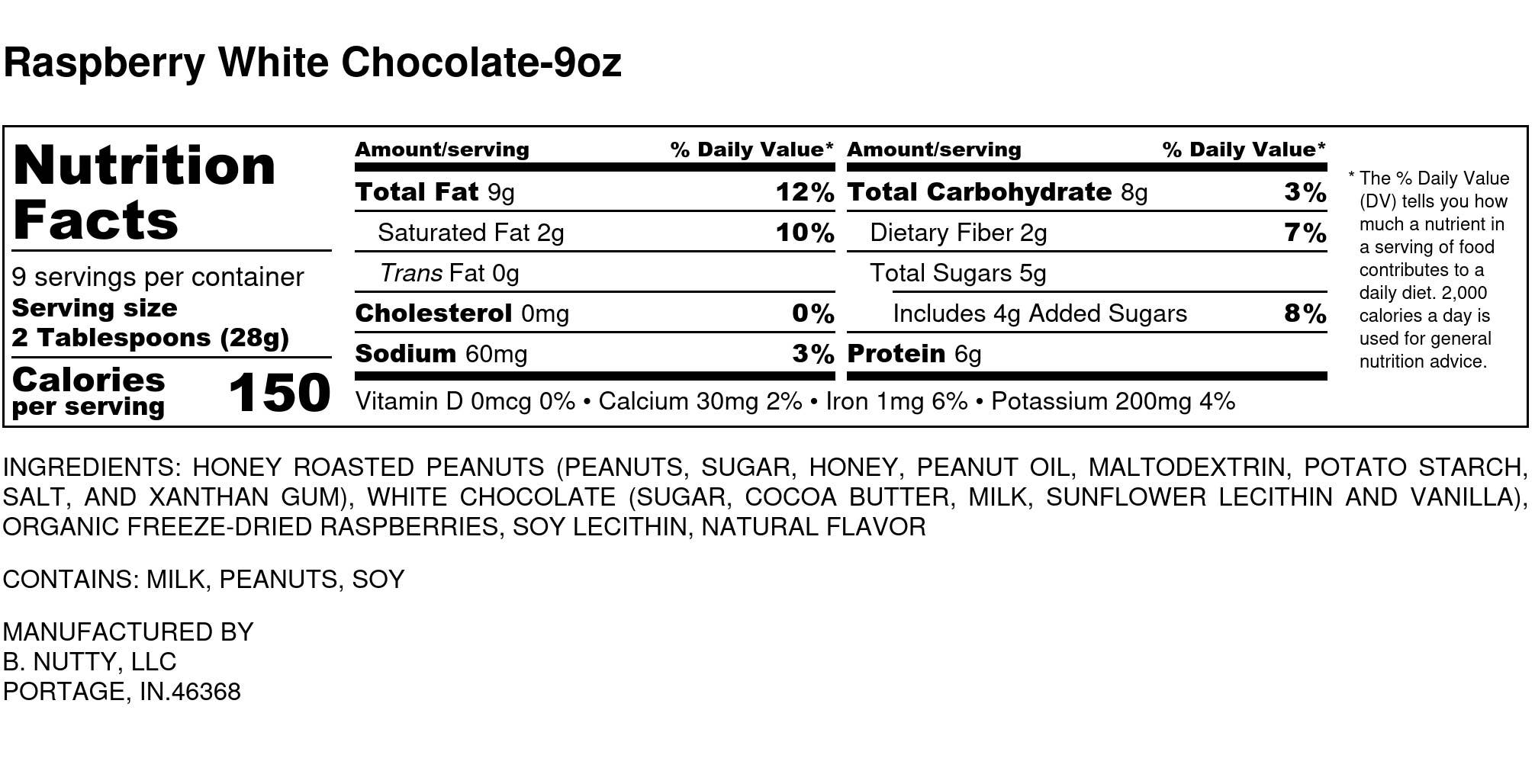 BNutty Peanut Butter – Engroshandel Nøddesmør – BNutty Peanut Butter hindbær og hvid chokolade - kasse med 6 stk. á 255 g7