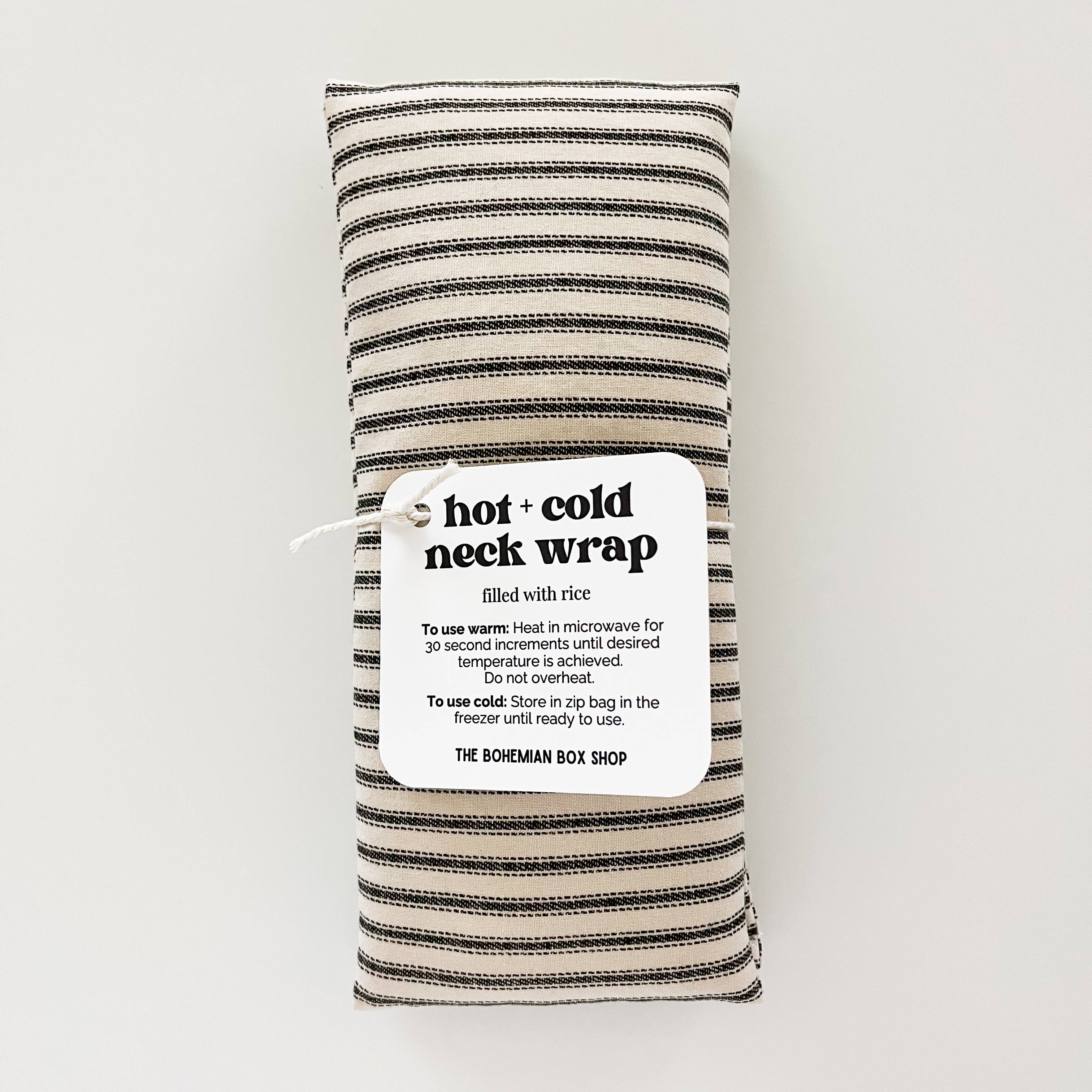 The Bohemian Box Shop - Wholesale Spa/Therapy Pillow - Hot & Cold Therapy Neck Wrap - Ivory and Black Stripes1