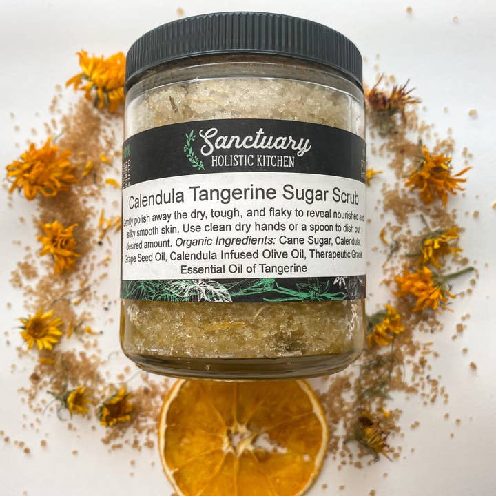 Sanctuary Holistic Kitchen - Wholesale Body Scrub/Exfoliant - 8 oz - Calendula Tangerine Sugar Scrub