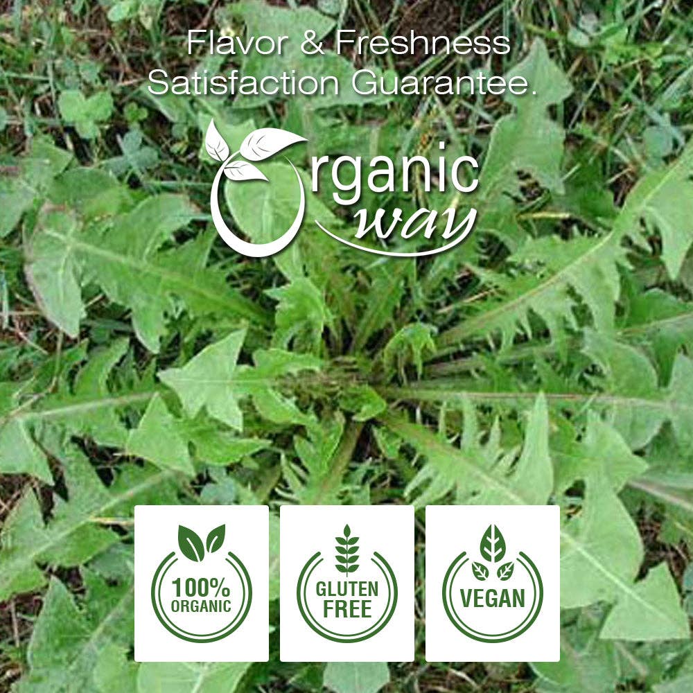 Organic Way LLC - Vente Thé en vrac - Feuille de pissenlit entière (Taraxacum officinale) | Tisane - Récolte sauvage européenne, certifiée casher | Végétalien, non-OGM et sans gluten | Certifié USDA | Origine - Albanie2