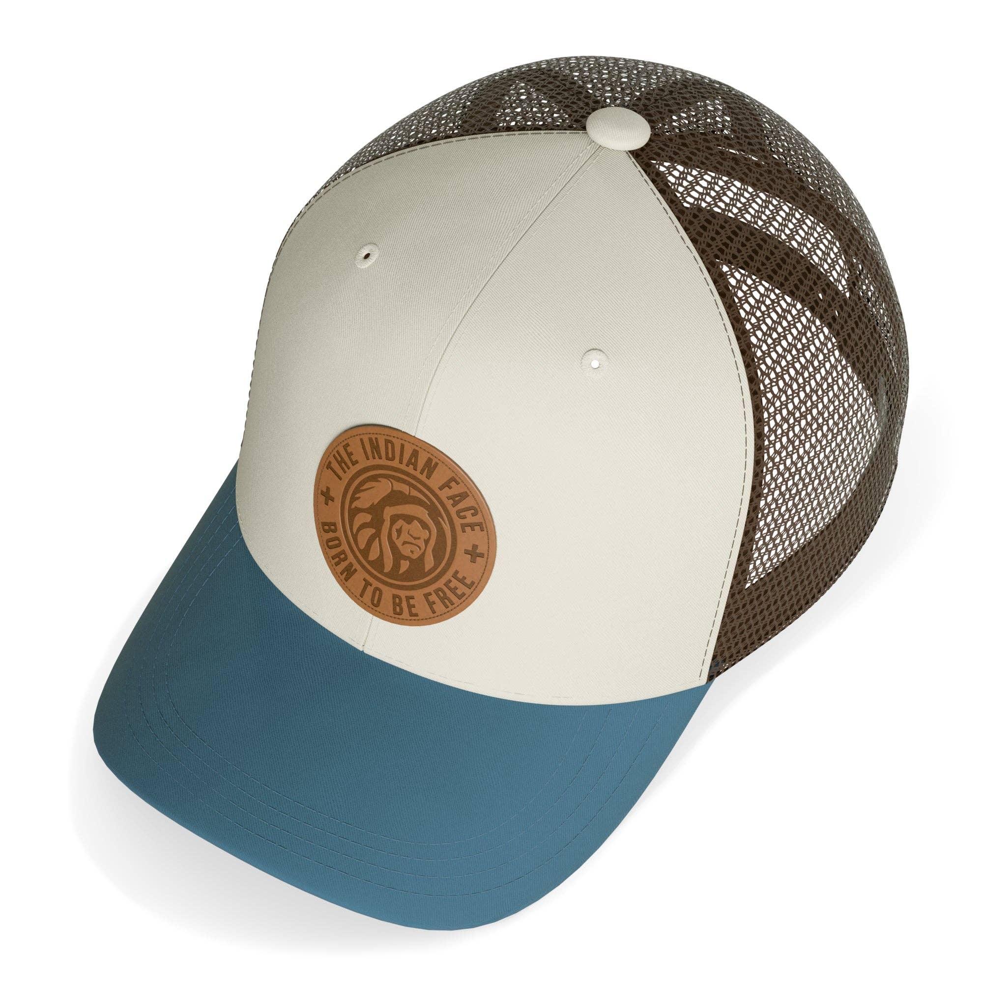 Indicom Brands - Wholesale Trucker Hat - Unisex - Born to be Free Beige / Blue2