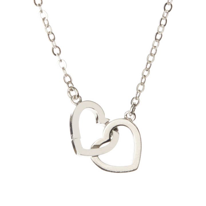 Rebecca Accessories LLC - Wholesale Pendant/Charm Necklace - Two Hearts Intertwined Charm Pendant Necklace Gift Love3