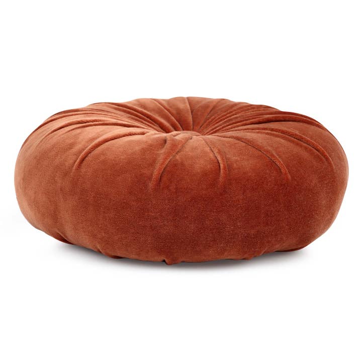 Casa Amarosa - Wholesale Throw/Decorative Pillow - Mini Velvet Round Handmade Pillow, Rust - 11 Inch