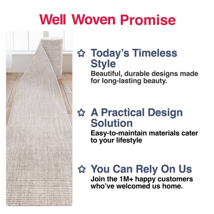 Well Woven - Wholesale Runner Rug - Custom Size Runner Berber Stripes Stripe Beige Choose Length