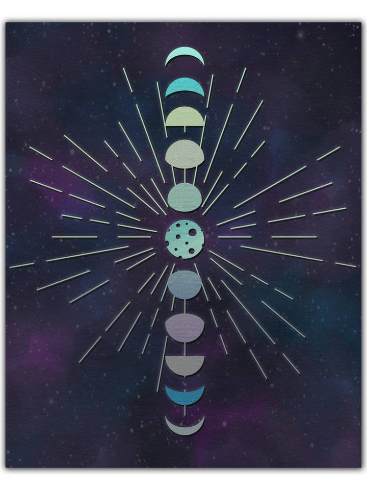 Moon Phases 8x10 Print for wholesale by Golden Grove Paper