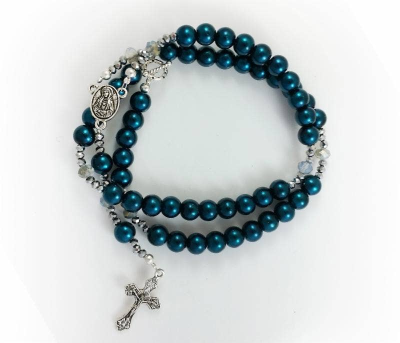 Costello International - Vente Collier de prière en perles - Chapelet en perles de culture en cristal Swarovski et perles en argent7