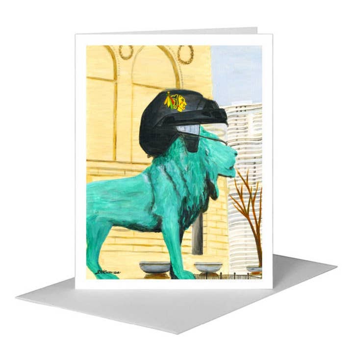 Lion Blackhawks, Chicago, Carte de vœux (#8401A) pour la vente par Printed Canvas