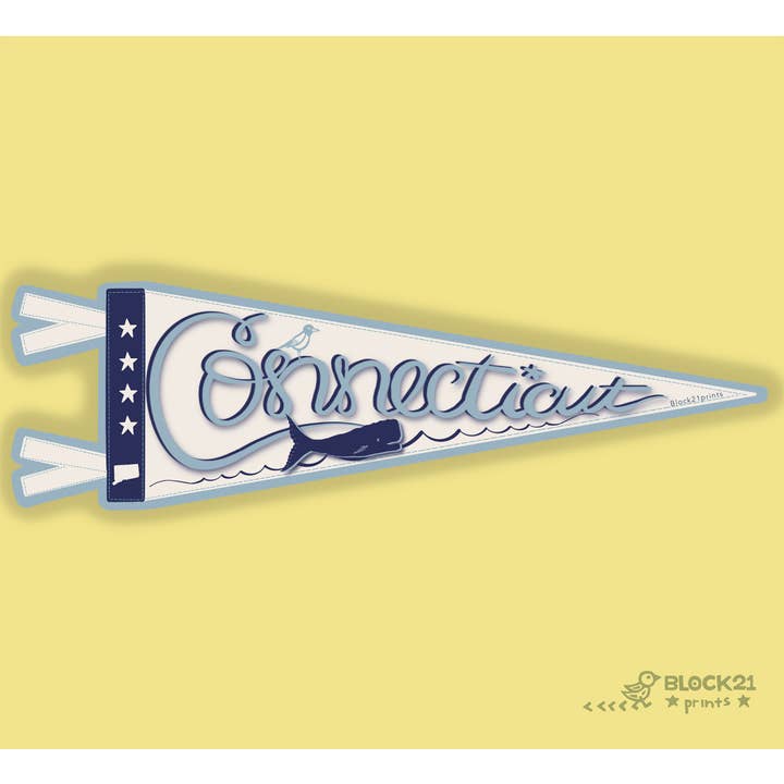 Pegatina de banderín de Connecticut – Calcomanía de vinilo para venta al por mayor de Block21Prints