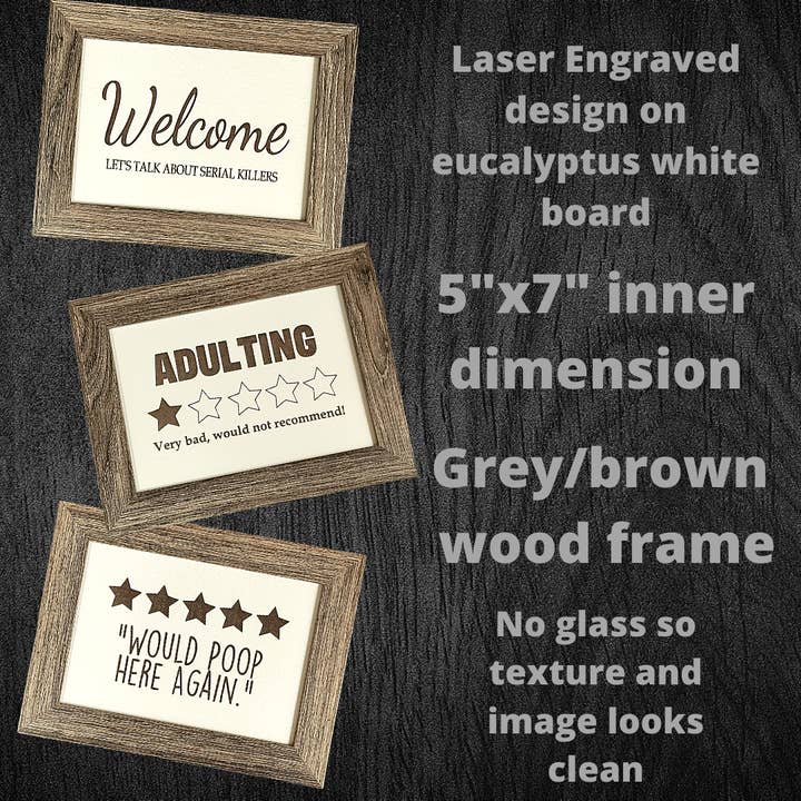 Rolig 5 ”x7" inramade ordstäv lasergraverad för wholesale av Mankin Laserworks