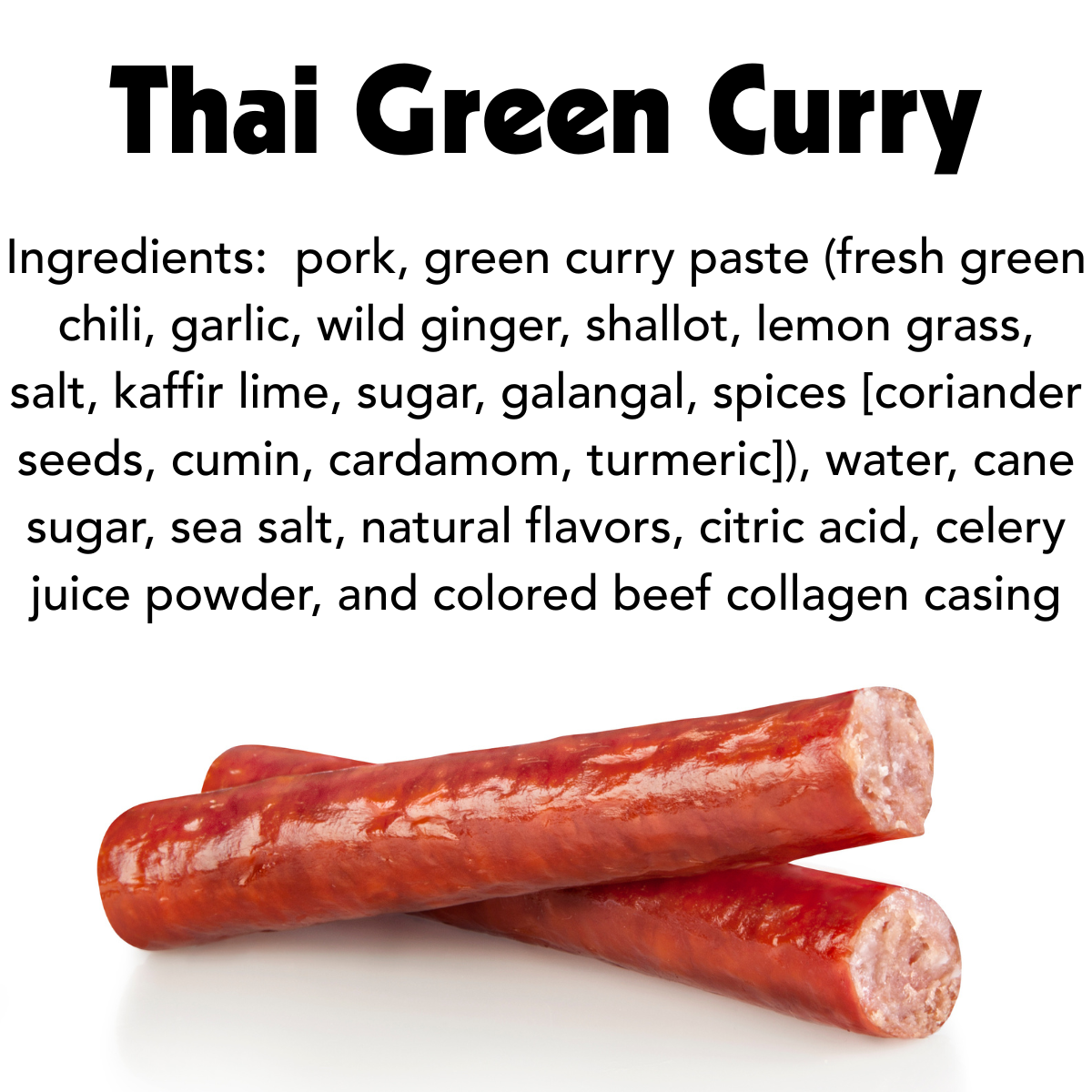 Big Fork – wholesale Torkat kött – Thailändska gröna curry-jerkysticks | Hög proteinhalt | Ta med och gå2