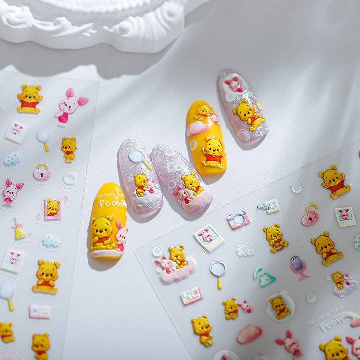 LULUFUNSTUDIO - Vendita all'ingrosso Nail art/decalcomania unghie - Adesivi per unghie 3D Kawaii Winnie the Pooh & Tigger