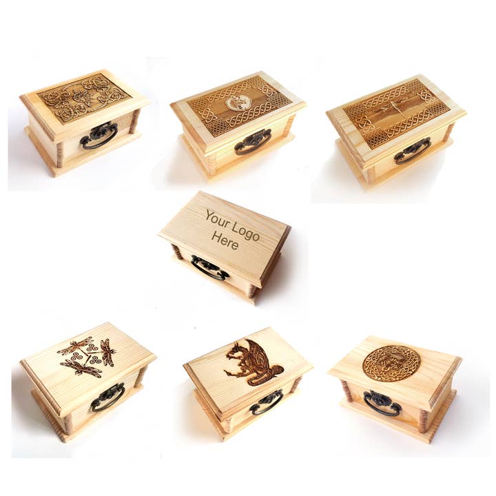 Custom Wooden Box Variety Pack of 7, Latched Boxes for wholesale by Lyoncraft